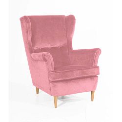 Clint Suede rózsaszín fotel világosbarna lábakkal - Max Winzer