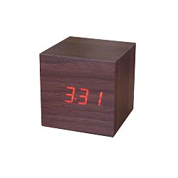 Cube Click Clock barna diófamintás ébresztőóra piros LED kijelzővel - Gingko