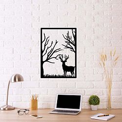 Deer In The Forest fekete fém fali dekoráció, 39 x 54 cm