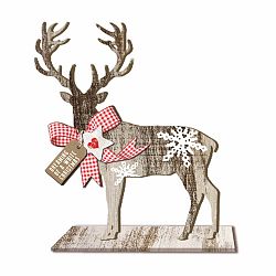 Deer Small Country Xmas fából készült karácsonyi dekoráció, magassága 20 cm - PPD