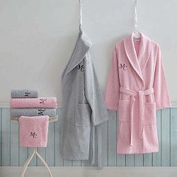 Family Bath női és férfi fürdőszobai textília szett, rózsaszín és szürke színben