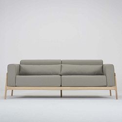 Fawn világosszürke 3 személyes kanapé, masszív tölgyfa szerkezet - Gazzda