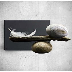 Feather With Pebbles 3D fali kép, 40 x 60 cm - Mosticx