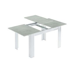 Fehér kinyitható étkezőasztal, beton dekor asztallappal - Evergreen House