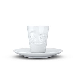Fehér mosolygós porcelán csésze és csészealj, 80 ml - 58products