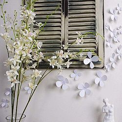 Flowers fehér 3D hatású 12 darabos öntapadós matrica szett - Ambiance