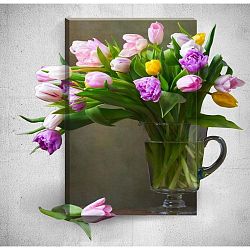 Flowers In Vase 3D fali kép, 40 x 60 cm - Mosticx