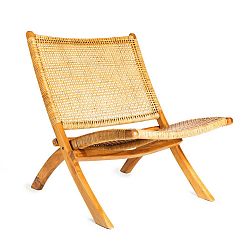 Fold barna teakfa szék, rattan ülőrésszel - Simla