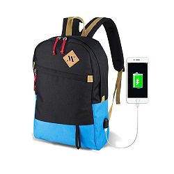 FREEDOM Smart Bag fekete-türkiz hátizsák USB csatlakozóval - My Valice