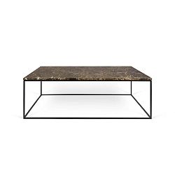 Gleam barna, márvány dohányzóasztal fekete lábakkal, 75 x 120 cm - TemaHome