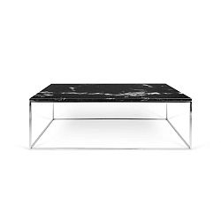 Gleam fekete dohányzóasztal márvány lappal és krómozott lábakkal, 75 x 120 cm - TemaHome