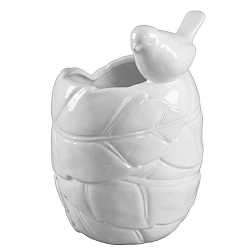 Gufo Uccellino fehér kerámia váza, magassága 22 cm - Mauro Ferretti