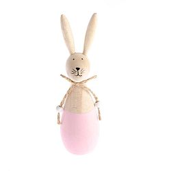 Happy Easter Hare dekoráció rózsaszín részletekkel, magasság 15 cm - Dakls