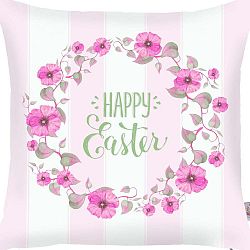 Happy Easter rózsaszín-fehér párnahuzat, 43 x 43 cm - Apolena