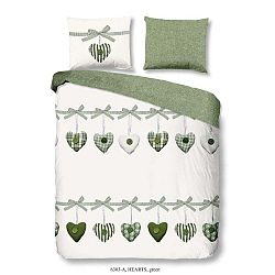 Hearts zöld-fehér kétszemélyes pamut ágyneműhuzat garnitúra, 200 x 240 cm - Good Morning