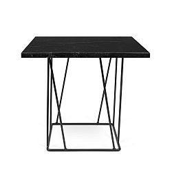 Helix fekete márvány dohányzóasztal fekete lábakkal, 50 x 50 cm - TemaHome