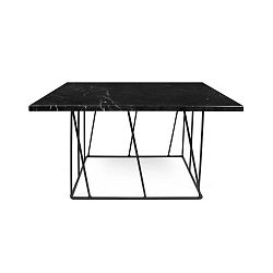 Helix fekete márvány dohányzóasztal fekete lábakkal, 75 x 75 cm - TemaHome