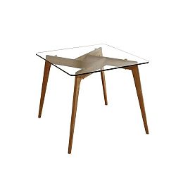Janis szögletes étkezőasztal barna lábakkal, 90 x 90 cm - Marckeric