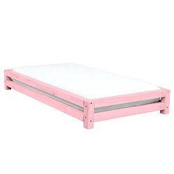 JAPA rózsaszín lucfenyő egyszemélyes ágy, 190 x 120 cm - Benlemi