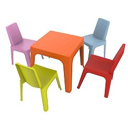 Julieta gyerek kerti garnitúra, 1 narancssárga asztal és 4 szék - Resol