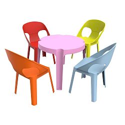 Julieta gyerek kerti garnitúra, 1 rózsaszín asztal és 4 szék - Resol