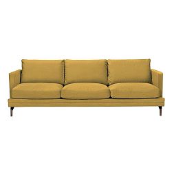 Jupiter sárga háromszemélyes kanapé, aranyszínű lábakkal - Windsor & Co Sofas