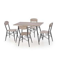 Kabir tölgyfa mintás étkezőasztal szett, 4 székkel - Halmar