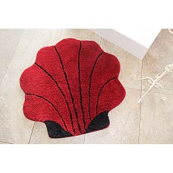 Kagyló alakú piros fürdőszobaszőnyeg, 90 x 90 cm