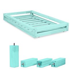 Kék ágy alatti fiók és 4 db-os ágymagasító láb szett, 90 x 160 cm-es ágyhoz - Benlemi