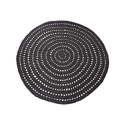 Knitted fekete kerek pamutszőnyeg, ⌀ 150 cm - LABEL51