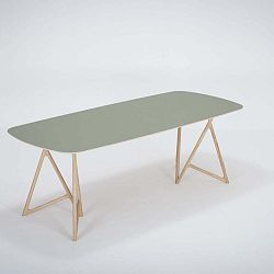 Koza tömör tölgyfa étkezőasztal zöld asztallappal, 220 x 90 cm - Gazzda