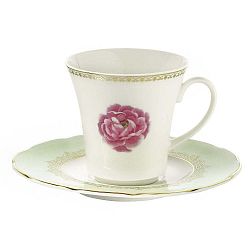 Kutahya Roses 6 részes porcelán csésze és alj szett, 50 ml