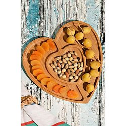 Kutahya Snacks Lovely szív alakú bambusz felszolgáló tálca, 27 x 28 cm