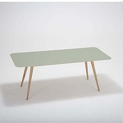 Linn tömör tölgyfa étkezőasztal zöld asztallappal, 200 x 90 cm - Gazzda