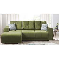 Lisbona zöld kinyitható kanapé, bal sarok - Bobochic