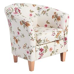 Livia fehér virágmintás fotel világosbarna lábakkal - Max Winzer