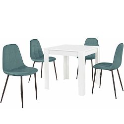Lori Lamar Duro fehér étkezőasztal és 4 részes kék étkezőszék szett - Støraa