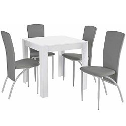 Lori Nevada Duro White Light Grey étkezőasztal és 4 részes szürke étkezőszék szett - Støraa