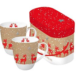 Make a Wish 2 részes porcelán bögre szett karácsonyi motívummal, díszdobozban, 350 ml - PPD