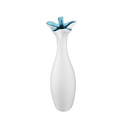 Mica fehér kerámia váza kék részletekkel, magassága 44,5 cm - Mauro Ferretti