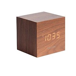 Mini Cube ébresztőóra fa dekorral, 8 x 8 cm - Karlsson