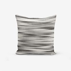 Modern Kareler fekete-fehér pamutkeverék párnahuzat, 45 x 45 cm - Minimalist Cushion Covers