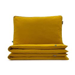 Mustársárga pamut ágyneműhuzat garnitúra, egyszemélyes ágyhoz, 140 x 200 cm - Mumla