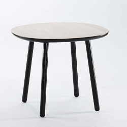 Naïve fekete-fehér tömörfa étkezőasztal, 90 cm - EMKO