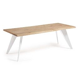 Nack étkezőasztal barna asztallappal és fehér lábakkal, 100 x 220 cm - La Forma