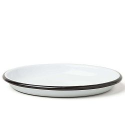 Nagyméretű zománcozott tálaló tányér fekete szegéllyel, Ø 14 cm - Falcon Enamelware