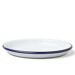 Nagyméretű zománcozott tálaló tányér kék peremmel, Ø 14 cm - Falcon Enamelware