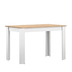 Nice fehér étkezőasztal tölgyfa dekor asztallappal, 110 x 70 cm - Symbiosis