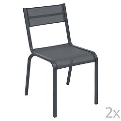 Oléron antracitszürke fém kerti szék, 2 db - Fermob