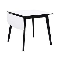 Olivia fekete-fehér étkezőasztal lehajtható asztallappal, hossza 80 + 30 cm - Folke